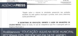 caldasnovas | EDUCAÇÃO: AULAS NA REDE MUNICIPAL RETORNAM 100% PRESENCIAIS